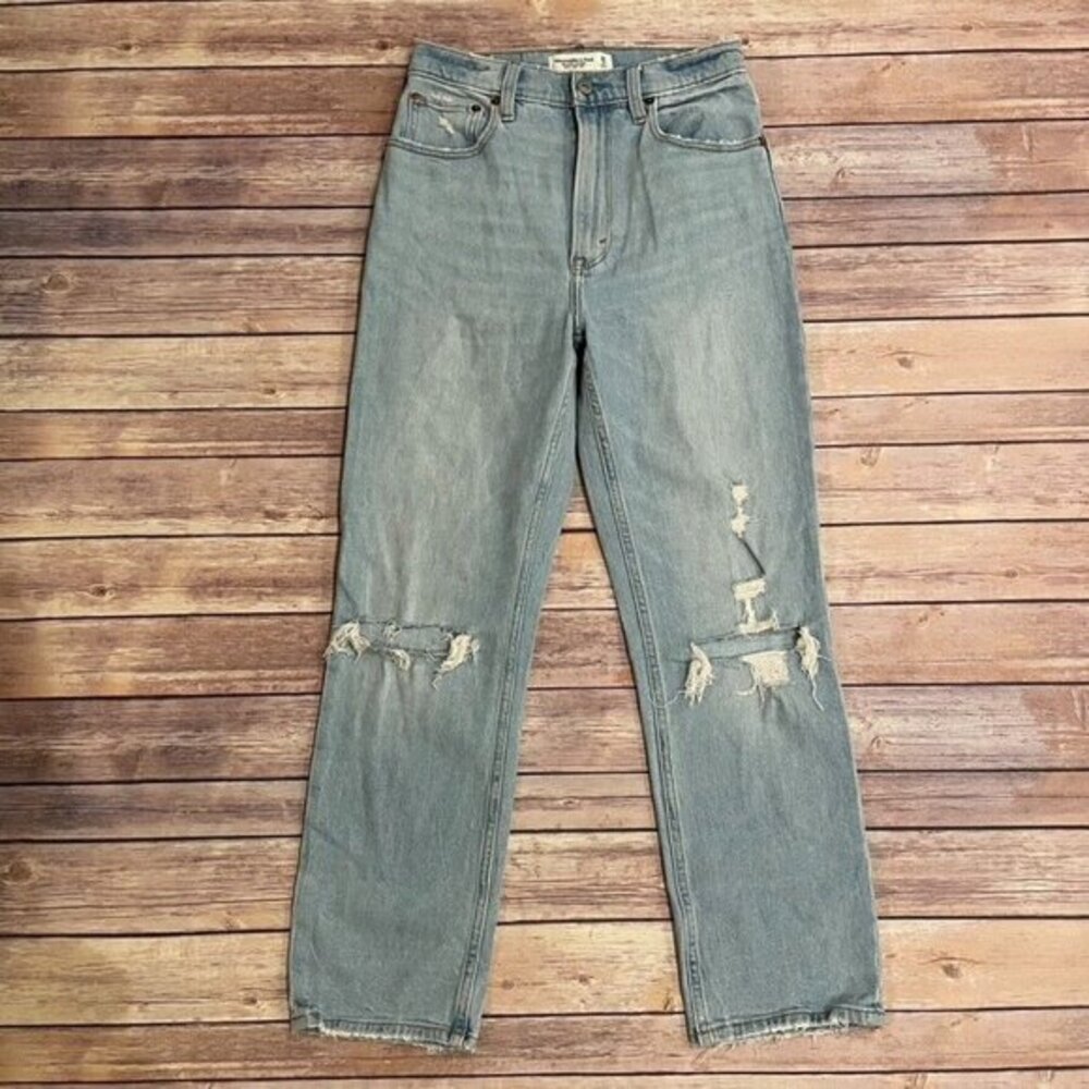 Abercrombie & Fitch Ankle Straight Ultra High Rise Jeans Distressed